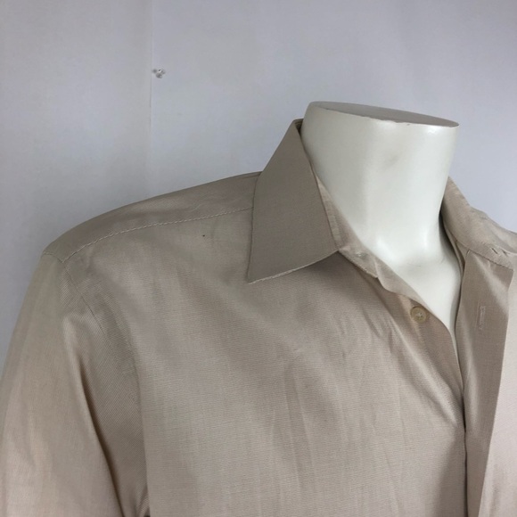 Calvin Klein Mens Size L Tan Long Dress Shirt - Picture 4 of 11